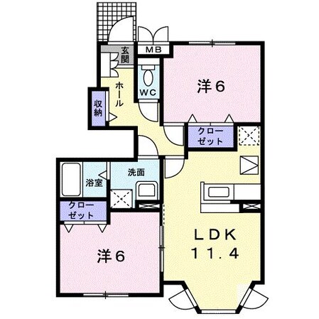 赤堀駅 徒歩9分 1階の物件間取画像